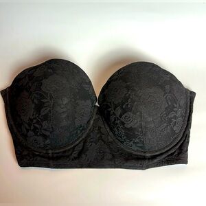 Maidenform Long Line Black Padded Push-Up
Strapless Bra Size 38D 🌺